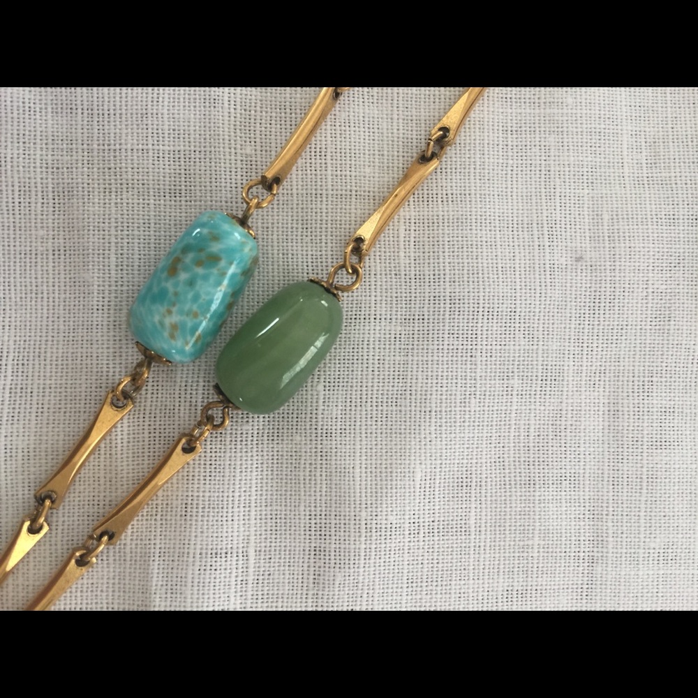 👒Gold tone and agate lanyard🌷